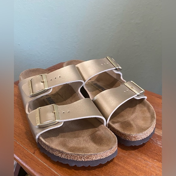 Birkenstock Arizona Womens Unisex Size 42 Ladies 11 Birko-Flor- Gold 1016111 - Picture 2 of 8